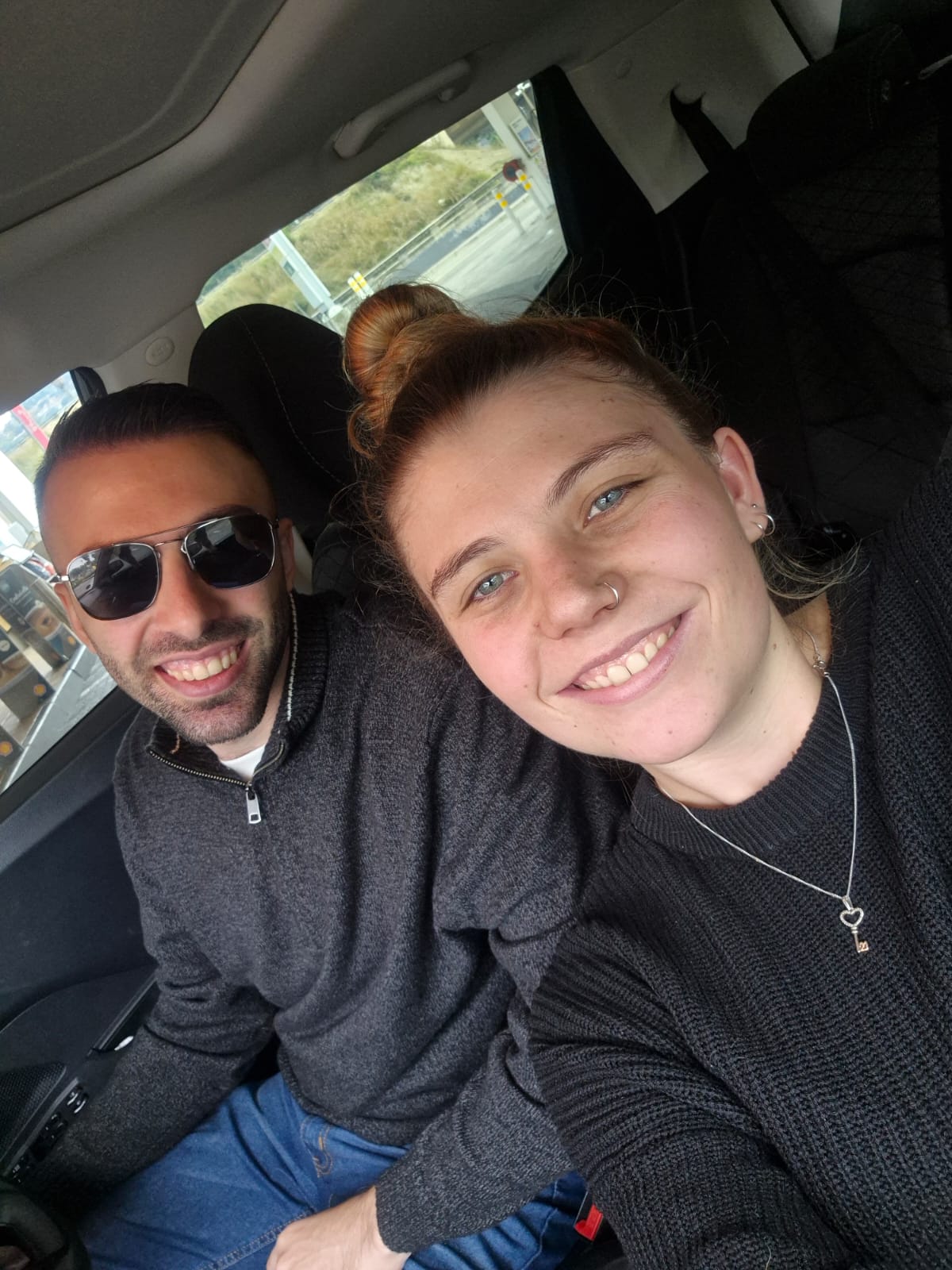 Rui and Cailyn together in the car